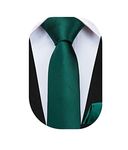 Dubulle Dark Green Boys Ties and Handkerchief Self Green Tie for Kids School Uniform