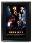 HWC Trading A3 FR Iron Man Movie Poster Robert Downey Jr Terrence Howard Gwyneth Paltrow Jeff Bridges Signed Gift FRAMED A3 Printed Autograph Film Gifts Print Photo Picture Display