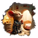 Normals Cute Mouse Stickers (Combo Pack of 2) PVC Vinyl 3D Wall Sticker Mouse,Cute Cartoon Mural Decoration for Living Room, Bedroom,Kitchen, Bathroom,Kids Room,Baby Room,Nursery,Multicolor