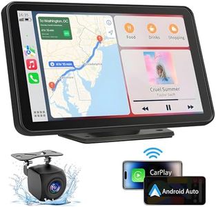 Capapro 7" HD Portable Carplay Wireless Touch Screen Double Din Car Stereo Compatible Apple Carplay and Android Auto with GPS Navigation, Voice Control, Mirror Link, Bluetooth