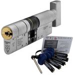 Federal 3 Star Euro Cylinder Thumb Turn Door Lock TS007 Diamond Secure Anti-Snap Dual Finish 5 Keys 35/35