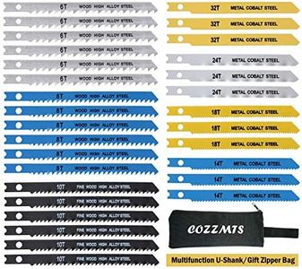 30PCS U-Shank Jig Saw Blade Set for Wood Plastic Metal Cutting Compatible with Bosch DEWALT SKIL Black and Decker Jigsaw Blades U Shank Includes 6T 8T 10T 14T 18T 24T 32T with 420D Zipper Bag