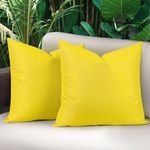 Lewondr Waterproof Outdoor Throw Pillow Cover, 2 Pack Solid PU Coating Throw Pillow Case UV Protection Garden Cushion Cover for Patio Sofa Couch Balcony 20"x20"(50x50cm), Yellow