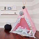 Nyra Decor Portable Teepee Tents with Padded Mat and Cushions Free Kit Bag Pink Polka