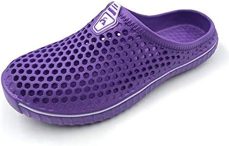 Amoji Garden Clogs Shoes Garden Shoes Shower Slippers Sandals Yard Gardening Beach Plastic Rubber House Indoor Summer AM1702 Purple Size 7 Womenn/5 Men