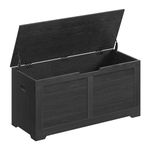 VASAGLE Storage Chest, Storage Bench, Blanket Box with 2 Safety Hinges, Shoe Storage Bench, Farmhouse Style, 40 x 100 x 46 cm, for Hallway, Bedroom, Living Room, Ebony Black LSB061B01