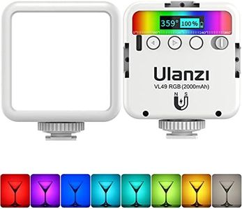 ULANZI VL49 RGB Video Lights White, LED Camera Light 360° Full Color Portable Photography Lighting w 3 Cold Shoe, 2000mAh Rechargeable CRI 95+ 2500-9000K Lamp Support Magnetic Attraction