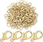 100 Pieces Lobster Claw Clasps for Jewelry Making 21x10mm Gold Lobster Claw Clasp Curved Lobster Clasps Bracelet Necklace Jewelry Making Findings and Repairing (Lead, Nickel Free)