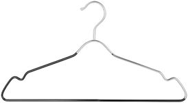 USTECH Metal Space Saving Clothes Hangers | Trouser Bar with Shoulder Notch Thin Hangers Perfect for Coat, Suit, and Pants | Non-Slip Coating and Large Hook for Added Safety | Pack of 48
