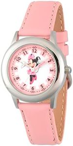 Disney Minnie Mouse Kids' Stainless Steel Time Teacher Analog Quartz Watch, Lt Pink, Children's Watches