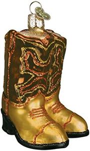 Old World Christmas Ornaments Brown/Tan Pair of Cowboy Boots Glass Blown Ornaments for Christmas Tree