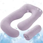 Sasttie Cooling Pregnancy Pillow Cover, 57-inch U Shaped Pregnancy Pillow Case, Fits 55 to 57 Inch Maternity Pillow, Lavender Purple (No Pillow Insert)