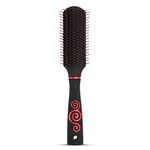 AGARO Royal Flat Hair Brush with Strong & flexible nylon bristles, having Anti-static ball tips, For Grooming, Volumising & Back Brushing, ideal for Men & Women, Black & Red