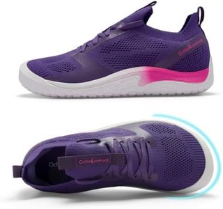 Women's Orthopedic Arch Support Barefoot Walking Shoes, Wide Toe Box Zero Drop Casual Sneakers, All Day Standing Work Footwear, Light Outdoor City Shoes, Purple Size 7