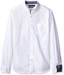 Nautica Men's Classic Fit Stretch Solid Long Sleeve Button Down Shirt, Bright White, Large