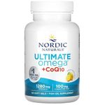 Nordic Naturals Ultimate Omega-3 + CoQ10, 1280mg Omega-3, with EPA, DHA and Coenzyme Q10, Highly Dosed, Lemon Flavour, 60 Softgels, Laboratory Tested, Soy-Free, Gluten-Free, Non-GMO