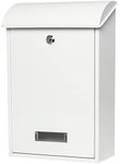 Mailbox with Key Lock, Lovndi Wall Mounted Locking Mailboxes, Medium Capacity Drop Lock Box for Outdoor, White