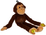 MULTIPET Swingin Safari Monkey Large Plush Dog Toy with Extra Long Arms and Legs with Squeakers, Brown, 22-Inch