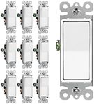 BESTTEN 10 Pack 3-Way Decorator Light Switch, 15A 120/277V, Single Pole or Three Way, Rocker Paddle Wall Switch, On/Off Rocker Interrupter, UL Listed, White