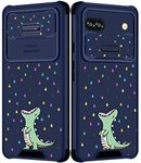 Goocrux for Google Pixel 6A Case for Girls Women Cute Cartoon Girly Phone Cover Kawaii Dinosaur Design Teen Boys with Slide Camera Cover Unique Fashion Cases for Pixel 6A 5G 6.1 inch