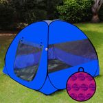 Foldable Kids Play Tent House | Pop-Up Playhouse for Boys & Girls (Up to 10 Years) | Multi-Purpose Indoor & Outdoor Tent with Mosquito Net | Fun Sky Blue Theme – Easy Setup & Portable
