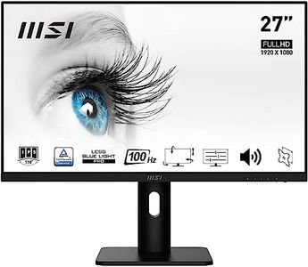 MSI PRO MP273AP 27" Eye Care Ergonomic Height Adjustable Business Monitor, FHD 1920x1080, IPS, Frameless, 100Hz, 1ms, HDMI, DP, VGA Port, Built-in Speakers, VESA, Black, 3 Year Warranty