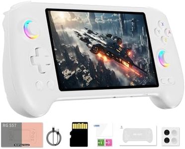 RG557 Retro Handheld Game Console , 5.48 Inch AMOLED Screen Handheld Emulator Preloaded 4423 Games Android 14 System Dimensity 8300 Processor Support WiFi 6E Bluetooth 5.3(White)