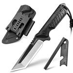 NedFoss Tactical Survival Knife with Fire Starter, Kydex Sheath, 440C Steel Blade, G10 Handle - Camping Gift for Men