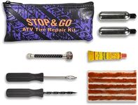 Stop & Go 8065 12 Piece Tubeless Tire Repair Kit with Rope Plugs and CO2 Inflation for Punctures and Flats on ATV, Golf Cart, Mower, & Utility Vehicle (5 Plugs)