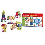 FunBlast 52 PCS Mag Magic for Kids - 3D Magnetic Building Blocks, Stacking & Balancing Blocks Set for Brain Development Educational, Learning & Creativity Puzzle Game for Kids (Multi Color)