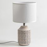 Blinky Space Table Lamp Small Ceramic White Table Lamp for Bedside,Bedroom,Livingroom,Kitchen Counter,End Table Boho Decorative Farmhouse Lamp(Bulb Not Included)