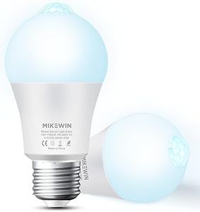 MikeWin Motion Sensor Light Bulbs Outdoor 2 Packs 13W(100W Equivalent) Security LED Bulb, Indoor E26, A19, 5000K Daylight Dusk to Dawn Bulb for Garage Front Door Porch Stairs Hallway