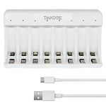 Tanatare 8 Slots Battery Charger for AA AAA Rechargeable Batteries with USB-C Fast Charging Input (5V 2A) for 1.2V Ni-MH Ni-CD Rechargeable Batteries