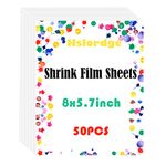 Hslordge 50PCS Shrink Film Sheets, Shrink Plastic Sheets,Shrink Art Paper-Semitransparent,8''x5.7'', 0.3mm, Design Your Own Shrink Art Craft