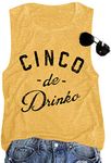 Cinco De Mayo Tank Tops - Women Fiesta Party Vest Mexican T Shirts Summer Sleeveless Casual Vest Tops, Yellow, Large