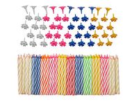 Decorative 152 Pc Birthday Candles Set with easy-to-use Holders angel flames with coloured Birthday Cake Party Candles - Multi Coloured