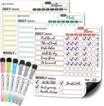 Magnetic Chore Chart for Kids 9-12, Dry Erase Behavior & Chore Chart for 3 Kids with 6 Colored Markers and Eraser Caps, Magnetic Refrigerator White Board for Training Responsibility