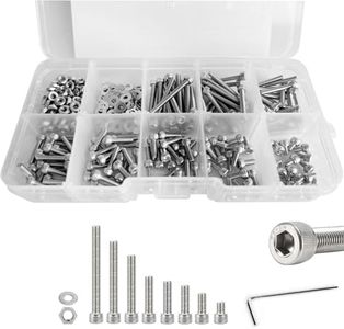 FullFun 360PCS M2.5 x 4/6/8/10/12/16/20/25mm Hex Socket Head Cap Screw Bolts Nuts and Washer Assortment Kit, 304 Stainless Steel Metric Screws with Allen Wrench, Allen Socket Hex Drive Machine Screws