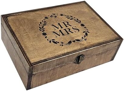 BeeGreeny Wooden Memory Box with Lid, Wedding Keepsake Box for Couples, Wedding Gift Box for Bride and Groom, Bridal Shower, Mr & Mrs, Anniversary Valentines Gifts Ideas for Couples