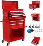 Tool Chest With Wheels,Metal Locking Rolling Tool Box With Tool Organizer Trays for Tool Storage Organizer,Garage,Portable Standing Mechanic Toolbox for Garage (8 Drawer Toolbox Red, 8 Drawer)