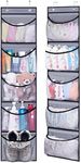 KEETDY Over the Door Organizer Storage for Closet with 5 Pockets Organizer for Bedroom Bathroom, 2 Pack（Grey）