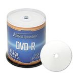 Optical Quantum DVD-R 4.7GB 16X White Inkjet Printable Hub Printable – 100pk Cake Box (FFP), 100 Discs