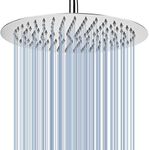 Rain Shower Head, Voolan 12" Large Round High Pressure Shower Heads Made of 304 Stainless Steel, Luxury Modern Look - Universal Wall and Ceiling Mount (Chrome)