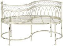 SAFAVIEH Outdoor Collection Lara Antique White Kissing Bench