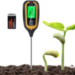 CUBETA Plant Soil Moisture Meter Digital (Battery Included) Soil pH Tester, 4 in 1 Soil Tester with Temperature/Moisture/Light/pH, Soil Testing Kit for Garden, Lawn Outdoor, Indoor House Plants