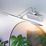 TYhogar LED Bathroom Mirror Light 42cm, Dimmable Wall Lighting 6W Picture Lights Chrome Mirror Vanity Sconce with Swivel Cabinet Lamp IP44 Makeup Lights Reading Lamps