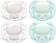 Philips AVENT Ultra Soft Pacifier, 0-6 Months, Arctic White/Green, 4 Pack, SCF214/40