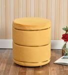 ShadowKart Pouffes Sitting Stool for Living Room, Mudda Puffy Wooden Ottoman Stools, Pouffe Footstool, Pouf for Office Home Decoration & Dressing Table, 16x18 Inch (Mango Gold New)