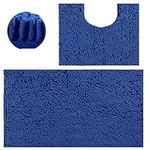 SWISSPACK 60X40/80x50 CMS Microfiber Bath Mat for Bathroom, Non-Slip Super Absorbent Machine Washable Extra Soft Thick Floor Foot Rugs (AIRFORCE BLUE BOBBLE TWIN SET, 80CMS X 50CMS + 50CMS X 40CMS)