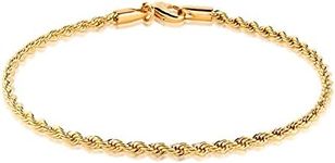 Barzel 18K Gold Plated Braided Rope Anklet for Women, 10 Inches - Made In Brazil